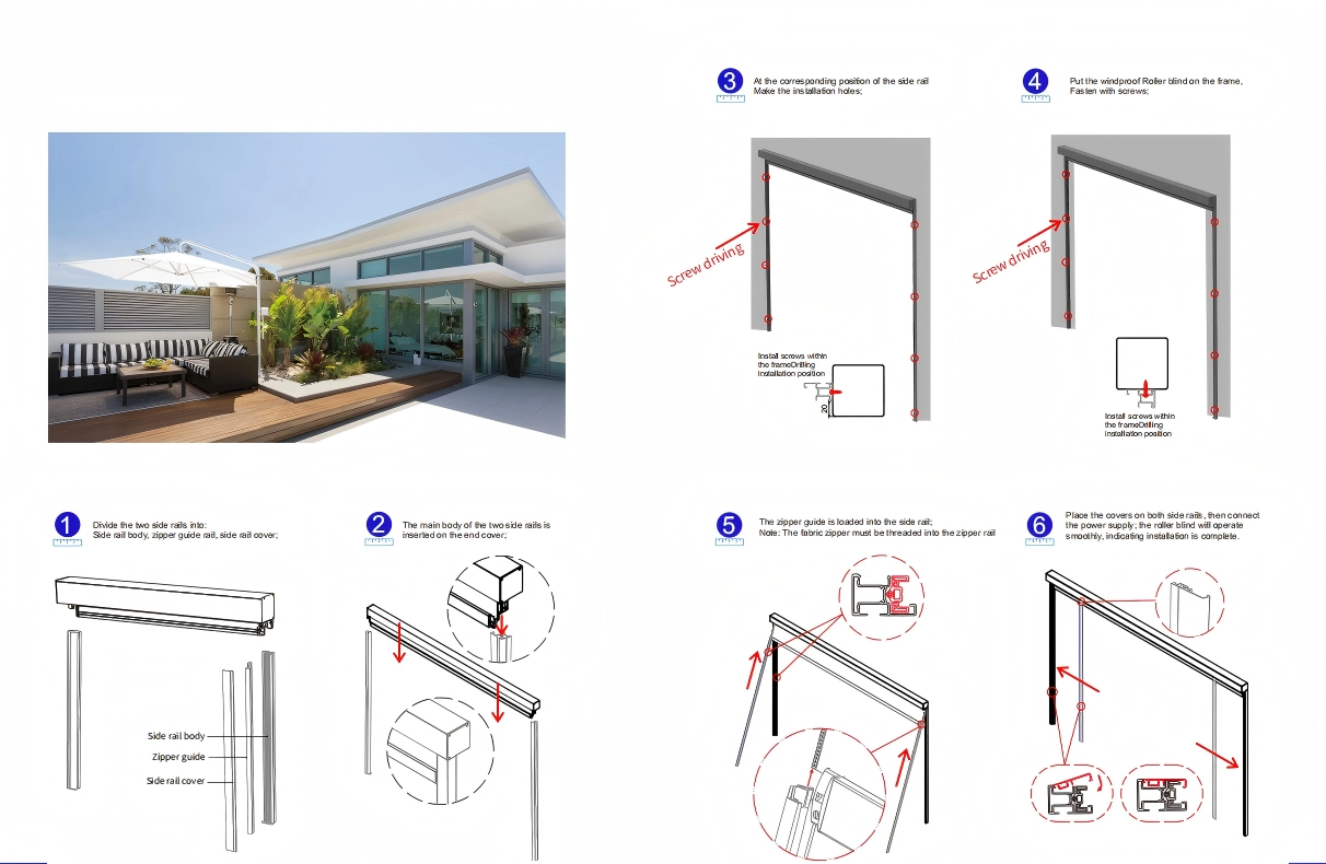 Windproof roller blinds installation process